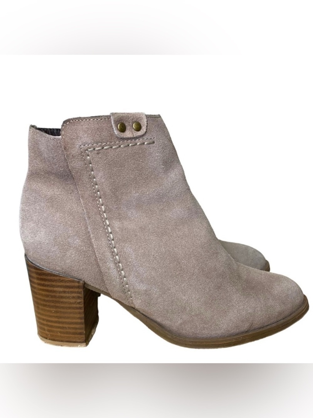 Steve Madden Suede Booties Sz 8 Tan Western Block Heel Side Zipper Insulate Boot - Picture 3 of 13